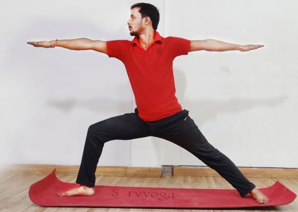 Virabhadrasana {Warrior yoga pose}-Steps And Benefits - Sarvyoga | Yoga